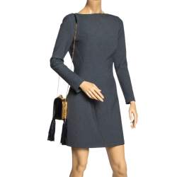 Pre Owned Alexander McQueen Black Snakeskin Skull Tassel Chain Clutch