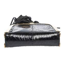 Pre Owned Alexander McQueen Black Snakeskin Skull Tassel Chain Clutch