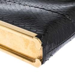 Pre Owned Alexander McQueen Black Snakeskin Skull Tassel Chain Clutch