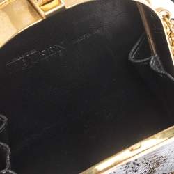 Pre Owned Alexander McQueen Black Snakeskin Skull Tassel Chain Clutch