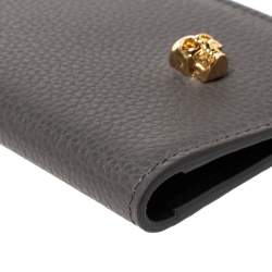 Alexander McQueen Grey Leather Skull Bifold Card Holder 