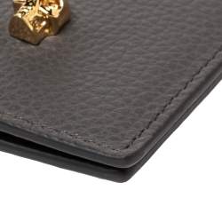 Alexander McQueen Grey Leather Skull Bifold Card Holder 