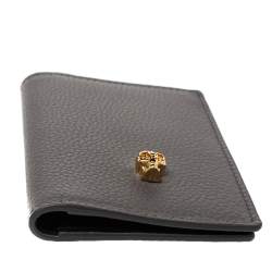 Alexander McQueen Grey Leather Skull Bifold Card Holder 