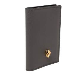 Alexander McQueen Grey Leather Skull Bifold Card Holder 