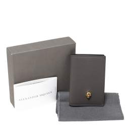 Alexander McQueen Grey Leather Skull Bifold Card Holder 