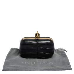 Pre Owned Alexander McQueen Black Leather Shark Teeth Skull Clutch
