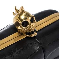 Pre Owned Alexander McQueen Black Leather Shark Teeth Skull Clutch