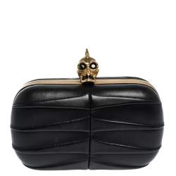 Pre Owned Alexander McQueen Black Leather Shark Teeth Skull Clutch