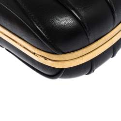 Pre Owned Alexander McQueen Black Leather Shark Teeth Skull Clutch