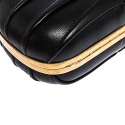 Pre Owned Alexander McQueen Black Leather Shark Teeth Skull Clutch