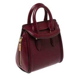 Pre Owned Alexander McQueen Burgundy Leather Mini Heroine Bag