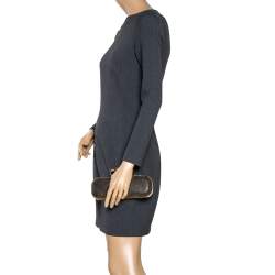 Pre Owned Alexander McQueen Black Leather Studded Skull Knuckle Clutch