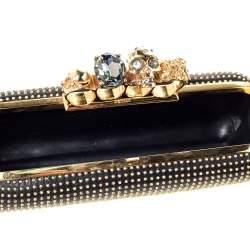 Pre Owned Alexander McQueen Black Leather Studded Skull Knuckle Clutch