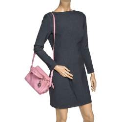 Pre Owned Alexander McQueen Pink Pebbled Leather Mini Skull Padlock Zip Tote
