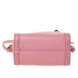Pre Owned Alexander McQueen Pink Pebbled Leather Mini Skull Padlock Zip Tote
