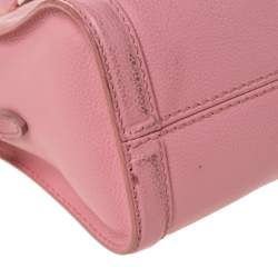 Pre Owned Alexander McQueen Pink Pebbled Leather Mini Skull Padlock Zip Tote