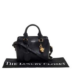 Pre Owned Alexander McQueen Black Leather Mini Skull Padlock Satchel