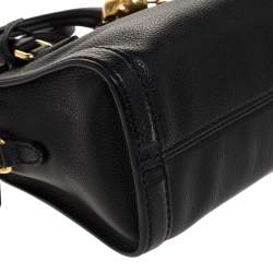 Pre Owned Alexander McQueen Black Leather Mini Skull Padlock Satchel