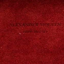 Pre Owned Alexander McQueen Multicolor Floral Embroidered Leather King and Queen Skull Chain Clutch