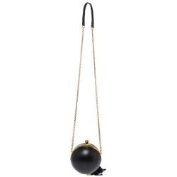 Pre Owned Alexander McQueen Black Leather Sphere Skull Ball Clutch Bag