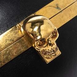 Pre Owned Alexander McQueen Black Leather Sphere Skull Ball Clutch Bag