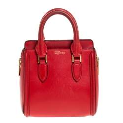 Pre Owned Alexander McQueen Red Leather Mini Heroine Bag