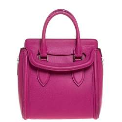 Pre Owned Alexander McQueen Fuchsia Leather Small Heroine Satchel