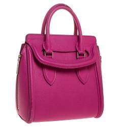 Pre Owned Alexander McQueen Fuchsia Leather Small Heroine Satchel