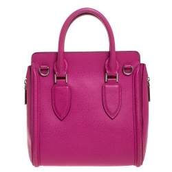 Pre Owned Alexander McQueen Fuchsia Leather Small Heroine Satchel