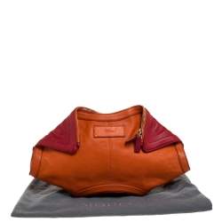 Pre Owned Alexander McQueen Orange/Red Leather Medium Faithful De Manta Clutch