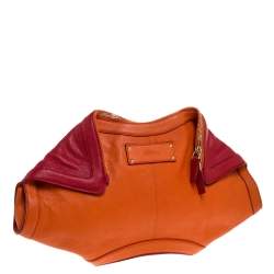 Pre Owned Alexander McQueen Orange/Red Leather Medium Faithful De Manta Clutch