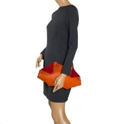 Pre Owned Alexander McQueen Orange/Red Leather Medium Faithful De Manta Clutch