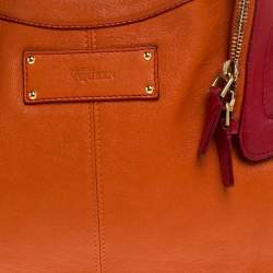 Pre Owned Alexander McQueen Orange/Red Leather Medium Faithful De Manta Clutch