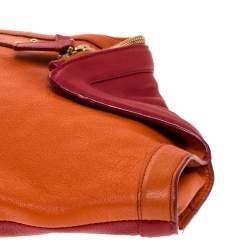 Pre Owned Alexander McQueen Orange/Red Leather Medium Faithful De Manta Clutch