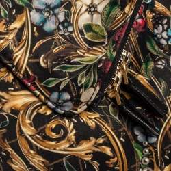 Pre Owned Alexander McQueen Multicolor Floral Print Satin and Leather Medium De Manta Clutch