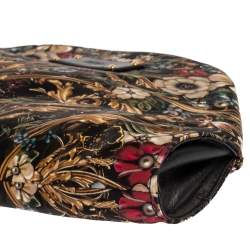 Pre Owned Alexander McQueen Multicolor Floral Print Satin and Leather Medium De Manta Clutch
