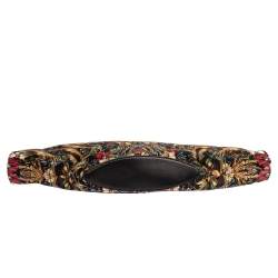 Pre Owned Alexander McQueen Multicolor Floral Print Satin and Leather Medium De Manta Clutch