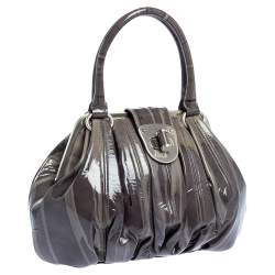 Alexander McQueen Grey Patent Leather Elvie Satchel