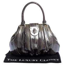 Alexander McQueen Grey Patent Leather Elvie Satchel