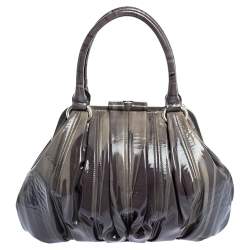 Alexander McQueen Grey Patent Leather Elvie Satchel