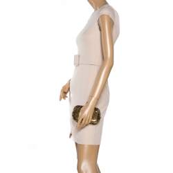 Pre Owned Alexander McQueen Gold Sequins Jaw Skull Clutch