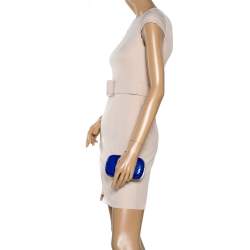 Pre Owned Alexander McQueen Royal Blue Python Skull Clutch