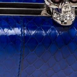 Pre Owned Alexander McQueen Royal Blue Python Skull Clutch