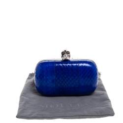 Pre Owned Alexander McQueen Royal Blue Python Skull Clutch