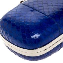 Pre Owned Alexander McQueen Royal Blue Python Skull Clutch