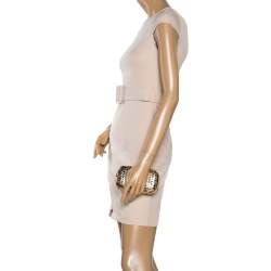 Pre Owned Alexander McQueen Metallic Gold Leather Studded Skull Box Clutch