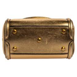 Pre Owned Alexander McQueen Metallic Gold Leather Mini Heroine Bag