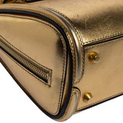 Pre Owned Alexander McQueen Metallic Gold Leather Mini Heroine Bag