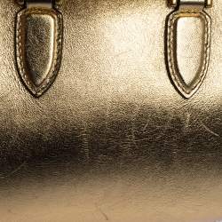 Pre Owned Alexander McQueen Metallic Gold Leather Mini Heroine Bag