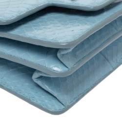 Pre Owned Alexander McQueen Powder Blue Python Mini Insignia Chain Bag